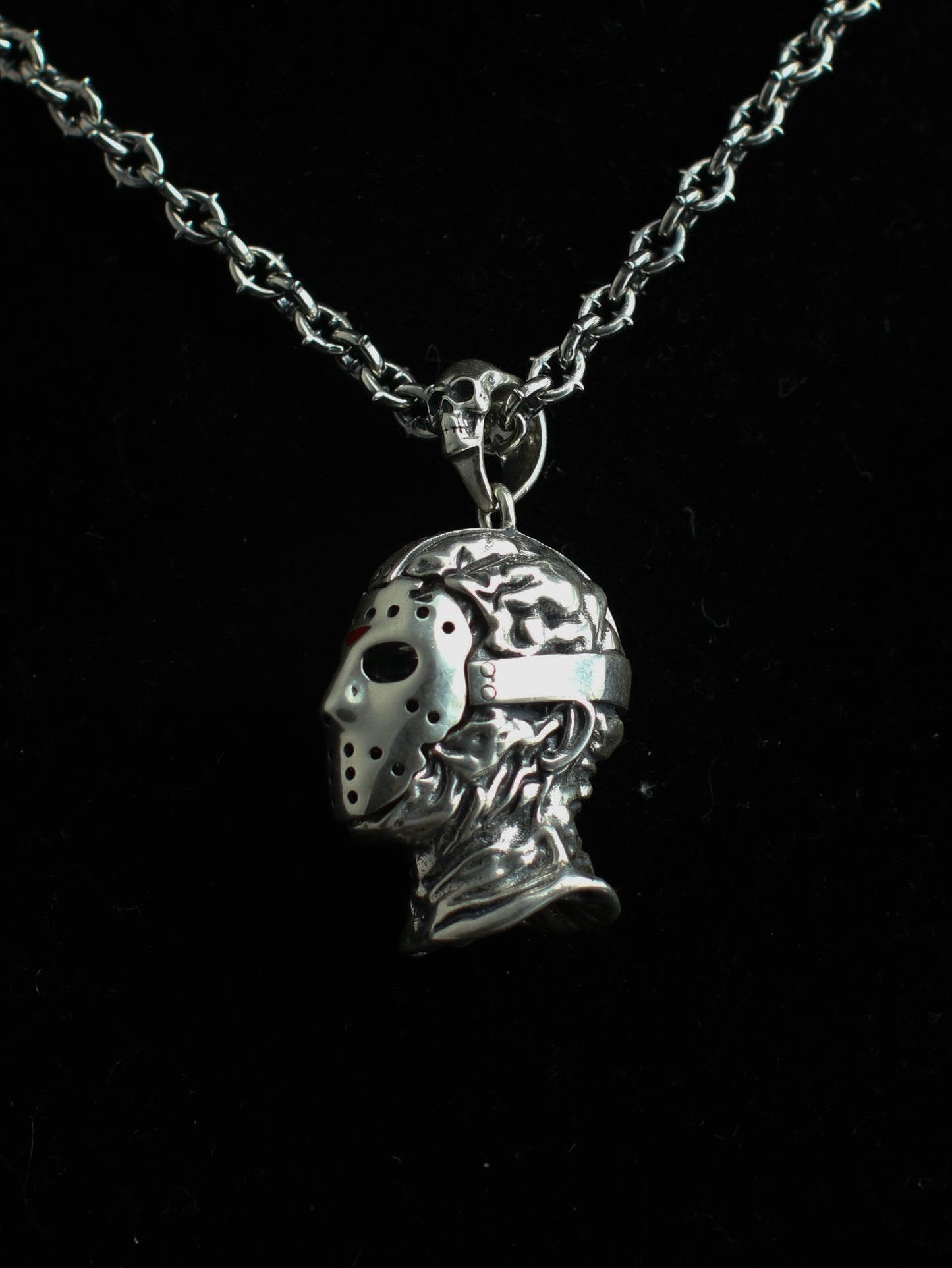 'JASON GOES TO HELL' silver pendant necklace