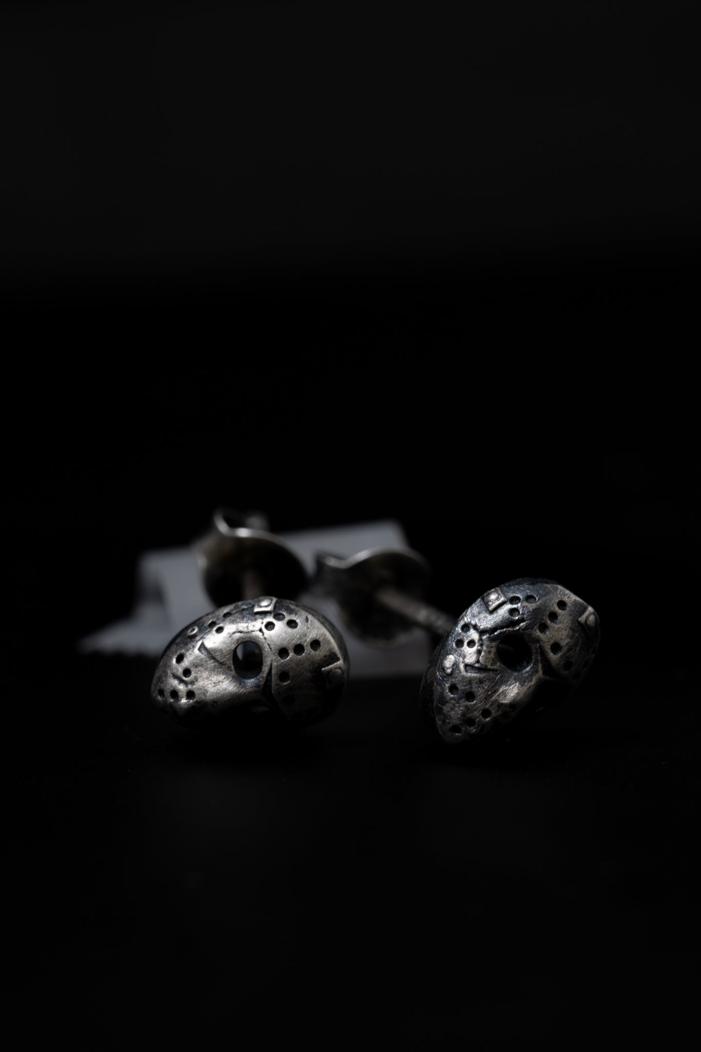 Jason Mask stud earring pair - 925 sterling silver