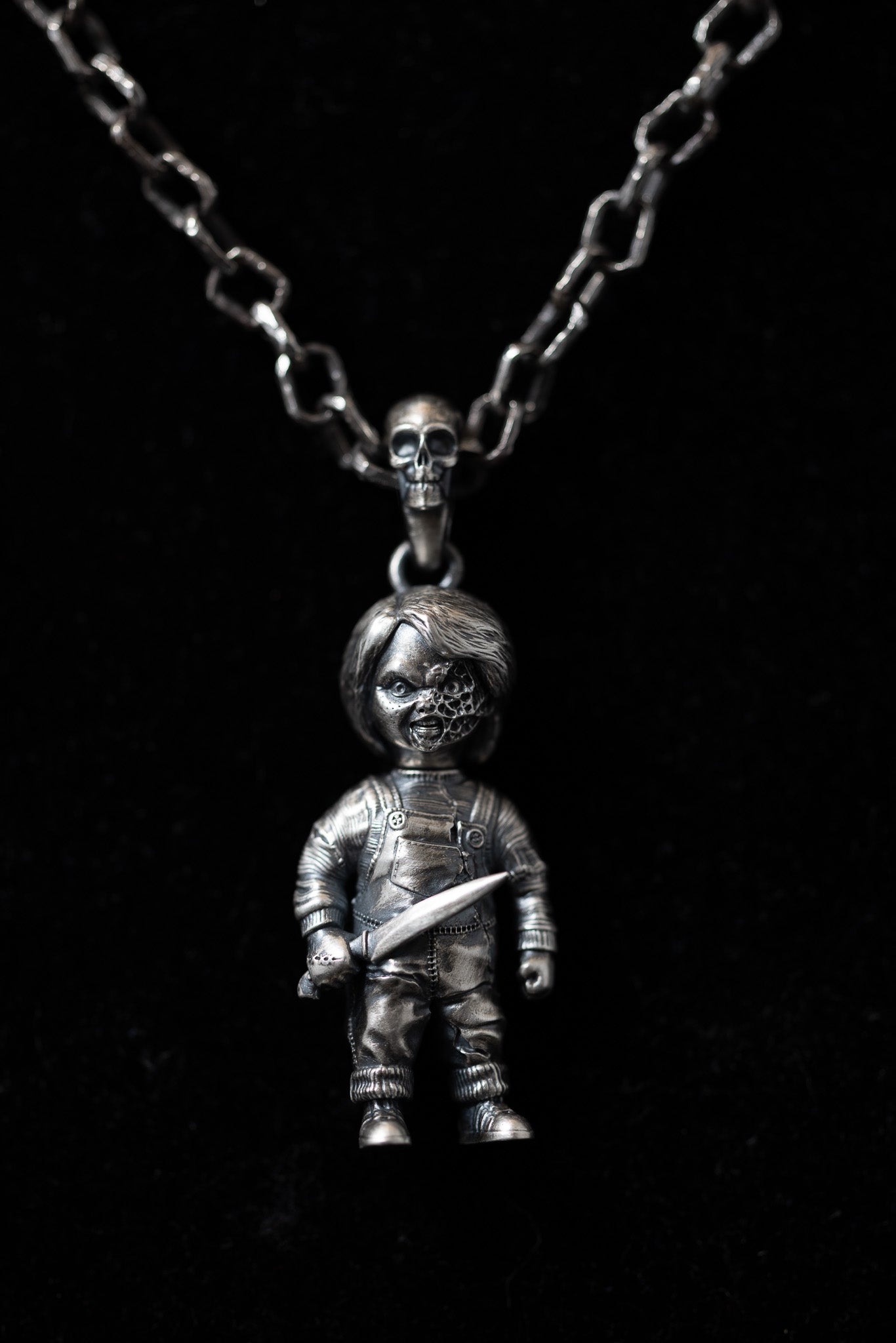 Chucky doll pendant with detachable heads