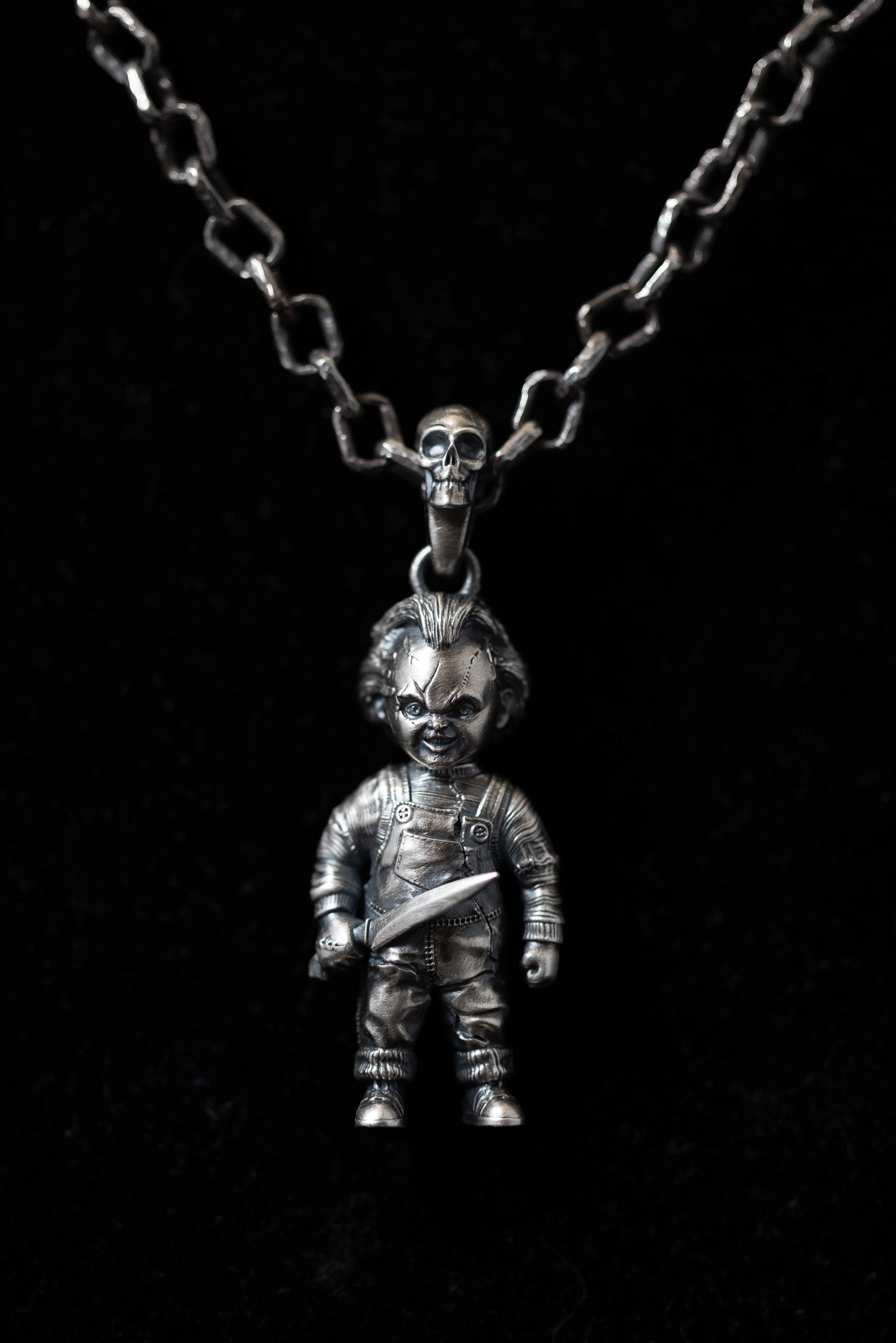 Chucky doll pendant with detachable heads
