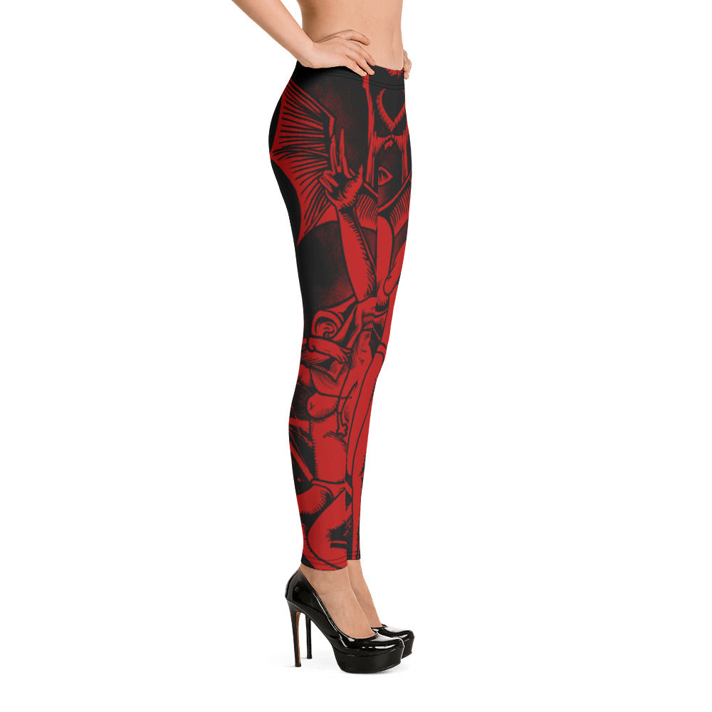 Red baphomet Leggings