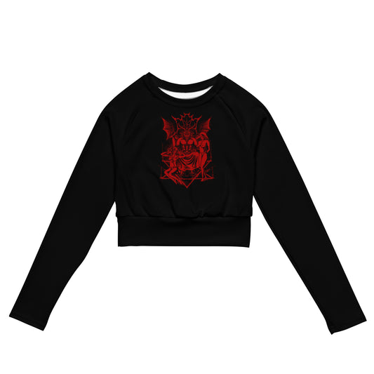 Red baphomet long-sleeve crop top